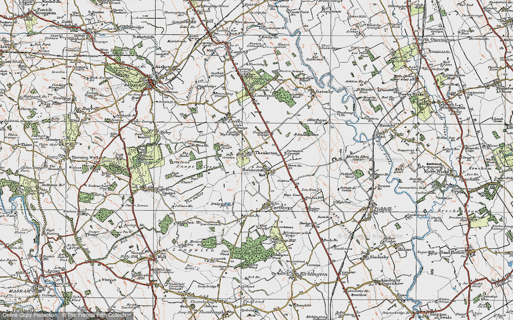 Old Map of Theakston, 1925 in 1925