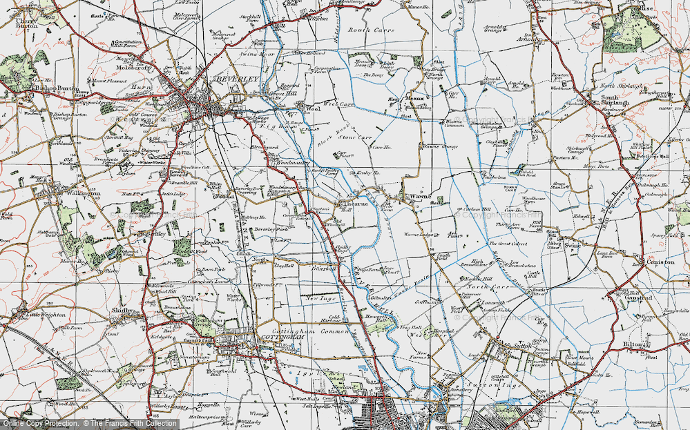Old Map of Thearne, 1924 in 1924
