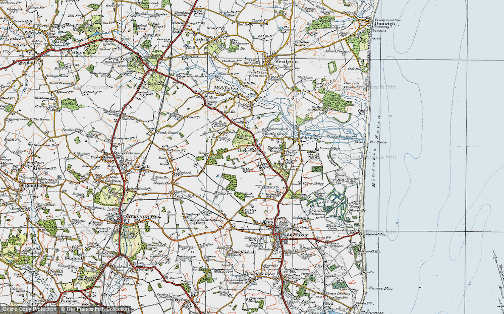 Old Map of Theberton, 1921 in 1921