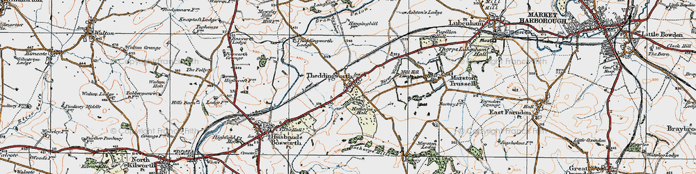 Old map of Theddingworth in 1920