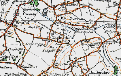 Old map of Thelnetham in 1920