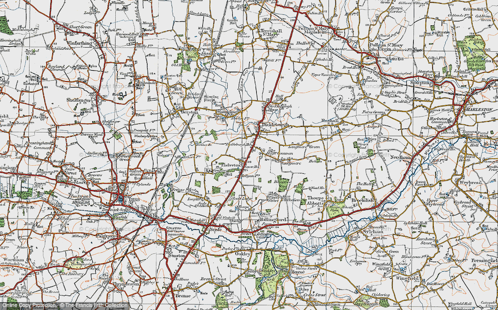 Old Map of Thelveton, 1921 in 1921