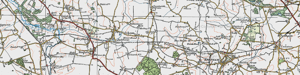 Old map of Themelthorpe in 1921