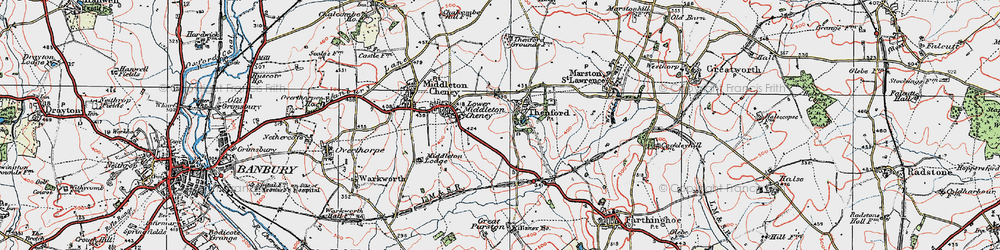 Old map of Thenford in 1919
