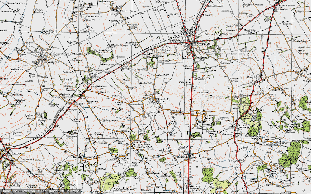 Old Map of Therfield, 1920 in 1920