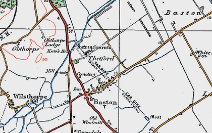 Old map of Thetford in 1922