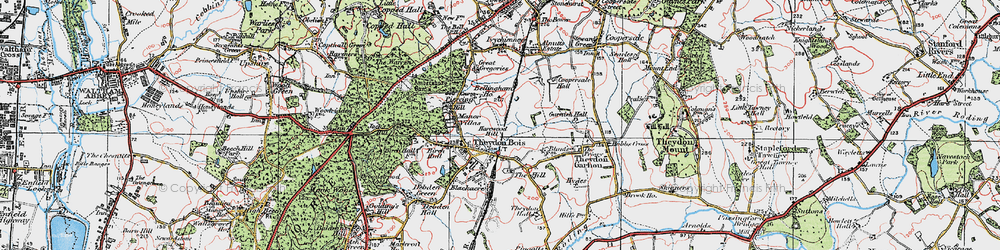 Old map of Theydon Bois in 1920