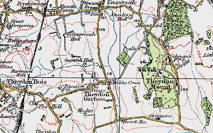 Old map of Theydon Garnon in 1920