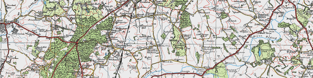 Old map of Theydon Garnon in 1920
