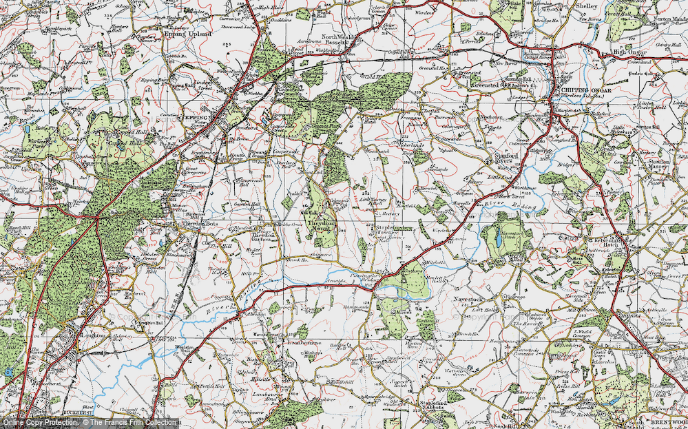 Old Map of Theydon Mount, 1920 in 1920