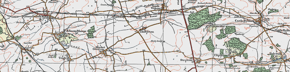 Old map of Thistleton in 1922