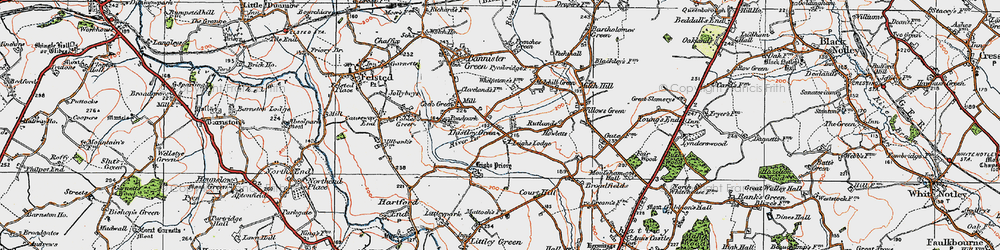 Old map of Thistley Green in 1919