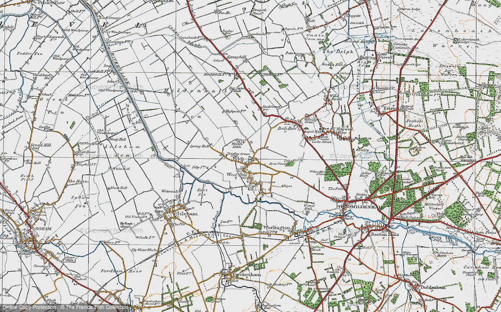Old Map of Thistley Green, 1920 in 1920