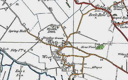 Old map of Thistley Green in 1920