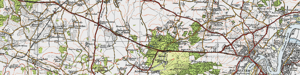 Old map of Thong in 1920