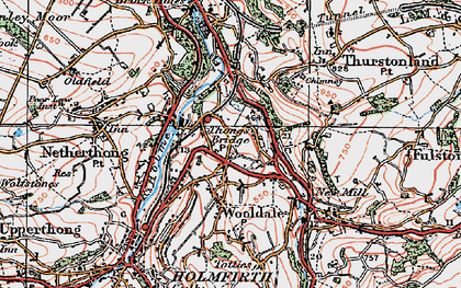 Old map of Thongsbridge in 1924