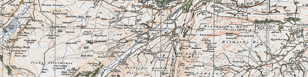 Old map of Thoralby in 1925