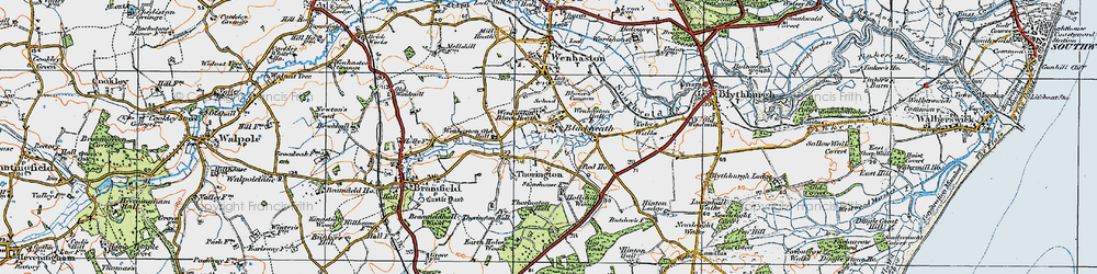 Old map of Thorington in 1921