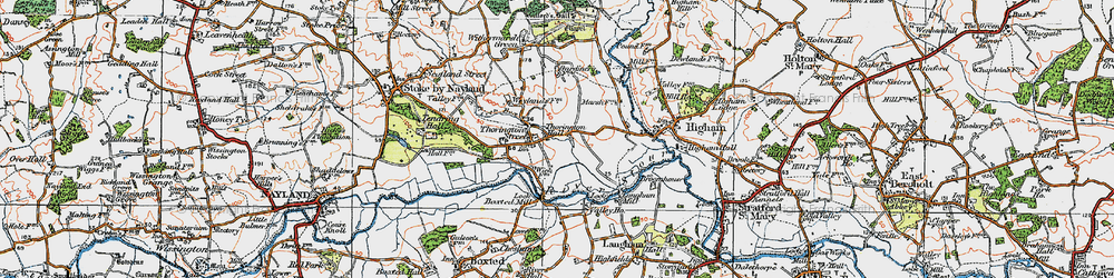 Old map of Thorington Street in 1921