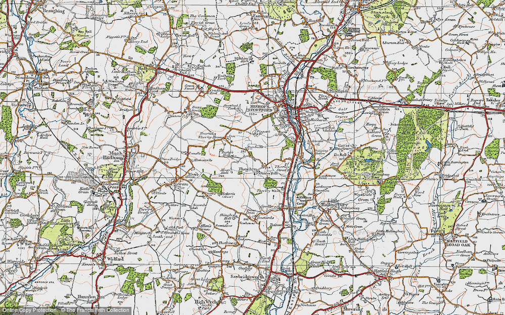 Old Map of Thorley, 1919 in 1919