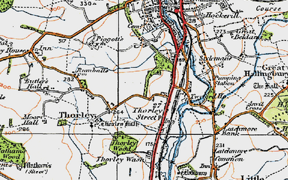 Old map of Thorley Street in 1919