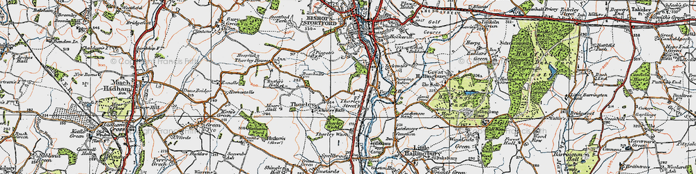 Old map of Thorley Street in 1919