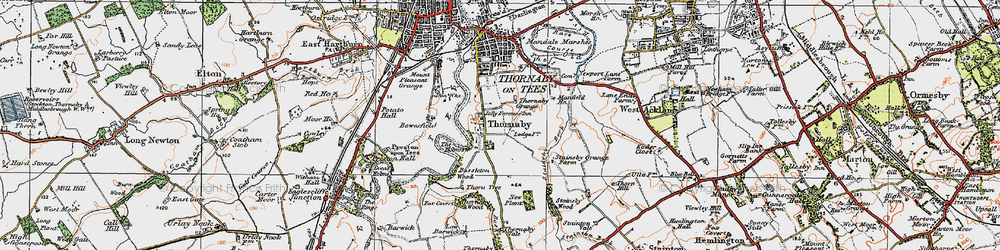 Old map of Thornaby-on-Tees in 1925