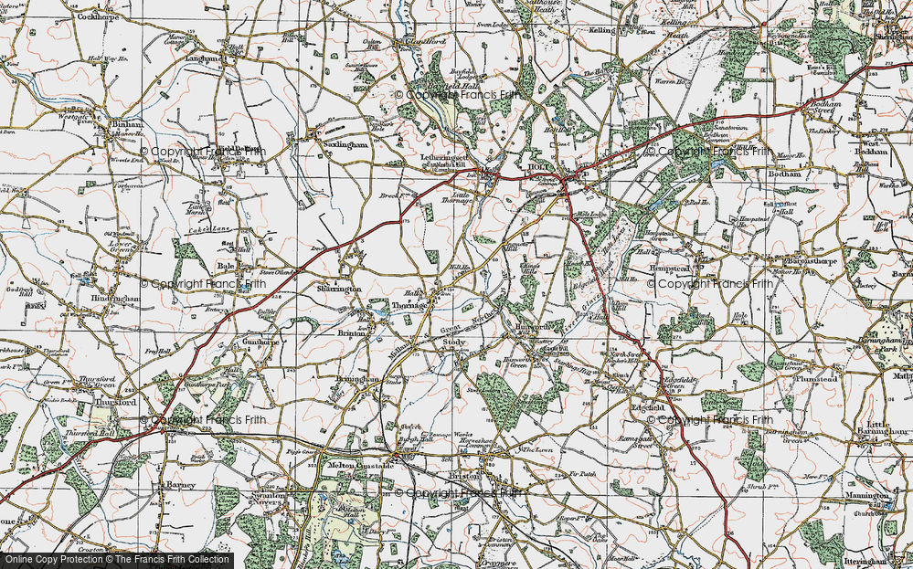 Old Map of Thornage, 1921 in 1921