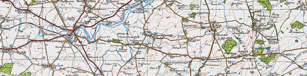 Old map of Thornborough in 1919
