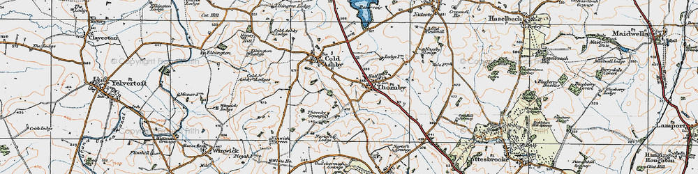 Old map of Thornby in 1920