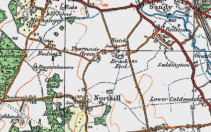 Old map of Thorncote Green in 1919