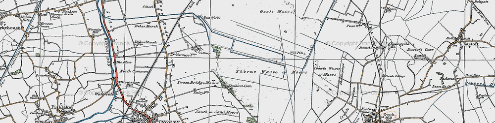 Old map of Thorne Moors in 1924