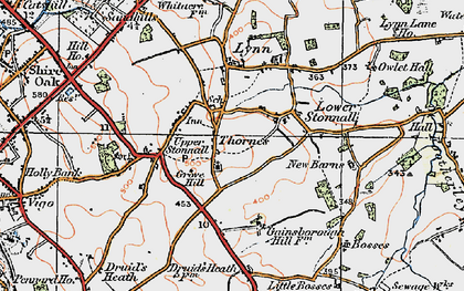 Old map of Thornes in 1921