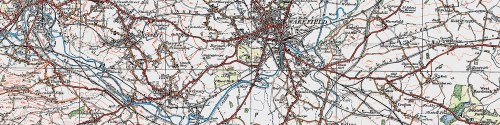 Old map of Thornes in 1925