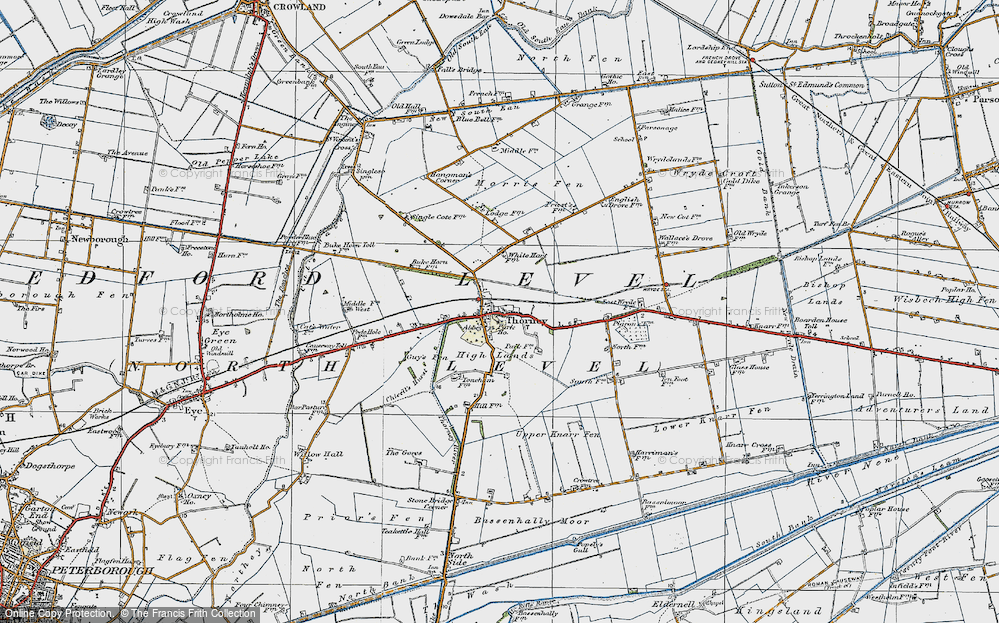 Old Map of Thorney, 1922 in 1922