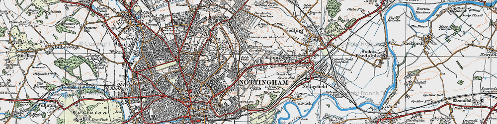 Old map of Thorneywood in 1921