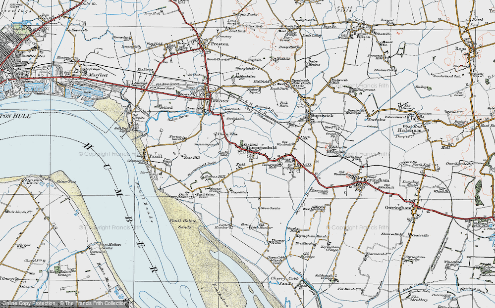 Old Map of Thorngumbald, 1924 in 1924
