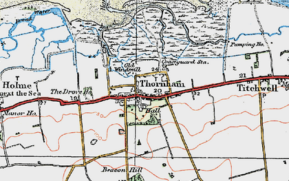 Old map of Thornham in 1921