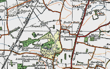 Old map of Thornham Parva in 1920