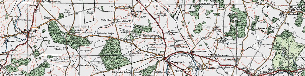Old map of Thornhaugh in 1922