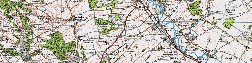 Old map of Thornicombe in 1919