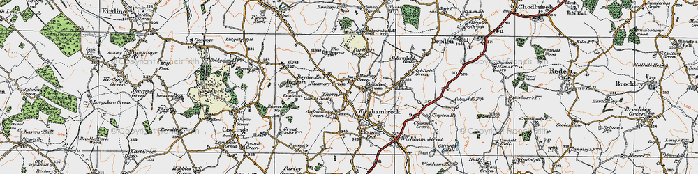 Old map of Thorns in 1921