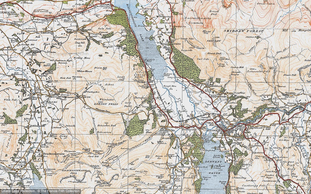 Old Map of Historic Map covering Whinlatter Forest Park in 1925