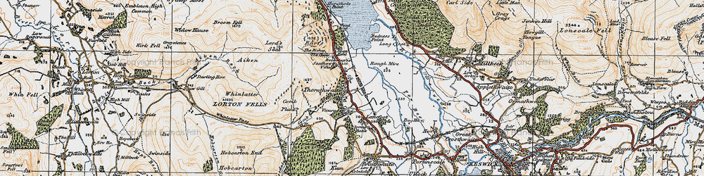 Old map of Whinlatter Forest Park in 1925