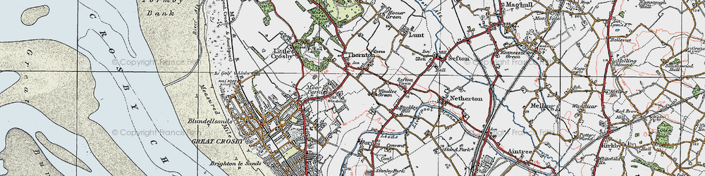 Old map of Thornton in 1923