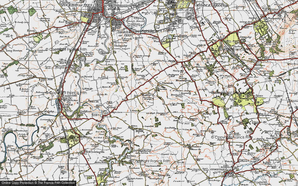 Old Map of Historic Map covering Stainton Beck in 1925