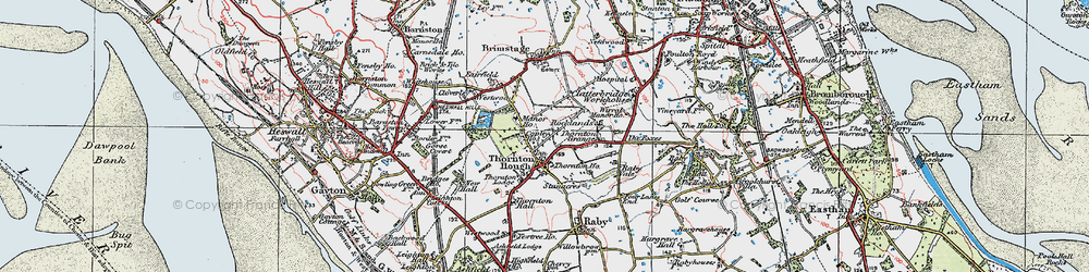 Old map of Thornton Hough in 1924