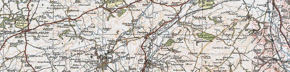 Old map of Thornton-in-Craven in 1924