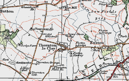 Old map of Thornton-le-Clay in 1924