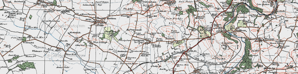 Old map of Thornton-le-Clay in 1924